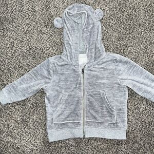 Gymboree - Baby Hoodie - Gray Velour with Teddy bear Ears - 6-12 Months